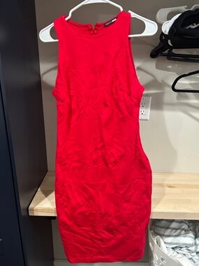 Fashion Nova Red Sleeveless Mini Sheath Dress